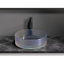 Умывальник чаша накладная круглая (цвет неон) Cristal 360x360x112мм