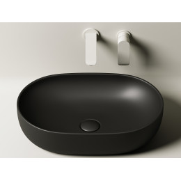 Умывальник чаша накладная овальная (цвет Черный Матовый) Element 600x415x135мм