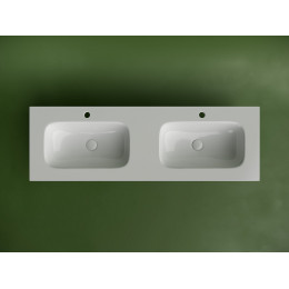 Раковина накладная мебельная CERAMICANOVA Grace прямоугольная 1410x457x137 с двумя чашами и отверстиями под смеситель цвет белый CN7022