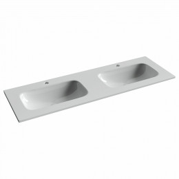 Раковина накладная мебельная CERAMICANOVA Grace прямоугольная 1410x457x137 с двумя чашами и отверстиями под смеситель цвет белый CN7022