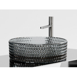 Умывальник чаша накладная круглая (цвет черный) Cristal 360x360x112мм