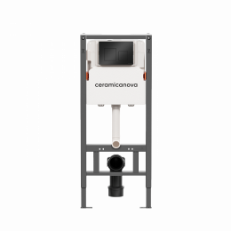 Система инсталляции для унитазов CERAMICANOVA Balance с кнопкой смыва Square, цвет черный матовый, с креплениями, арт. CN121002MB