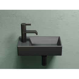 Умывальник подвесной прямоугольный (чаша справа, отверстие под смеситель слева) цвет темный антрацит матовый Element 407x217x100