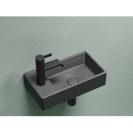 Умывальник подвесной прямоугольный (чаша справа, отверстие под смеситель слева) цвет темный антрацит матовый Element 407x217x100