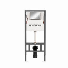 Система инсталляции для унитазов CERAMICANOVA Balance с кнопкой смыва Square, цвет  хром глянцевый, с креплениями, арт. CN121002CH