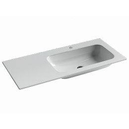 Раковина накладная Grace прямоугольная, 1010x457x137 мм, чаша справа, с отверстием под смеситель, цвет белый