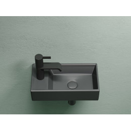 Умывальник подвесной прямоугольный (чаша справа, отверстие под смеситель слева) цвет темный антрацит матовый Element 407x217x100