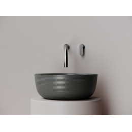 Раковина накладная круглая 356x356x135, цвет темный антрацит матовый