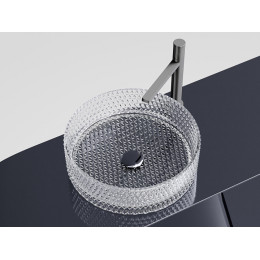 Умывальник чаша накладная круглая (прозрачная) Cristal 360x360x112мм