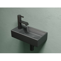 Умывальник подвесной прямоугольный (чаша справа, отверстие под смеситель слева) цвет темный антрацит матовый Element 407x217x100