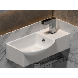 Умывальник подвесной прямоугольный  с крепежом (чаша слева, отверстие под смеситель справа) Element 400x220x120мм