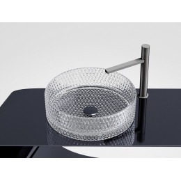 Умывальник чаша накладная круглая (прозрачная) Cristal 360x360x112мм