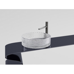 Умывальник чаша накладная круглая (прозрачная) Cristal 360x360x112мм