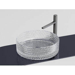 Умывальник чаша накладная круглая (прозрачная) Cristal 360x360x112мм