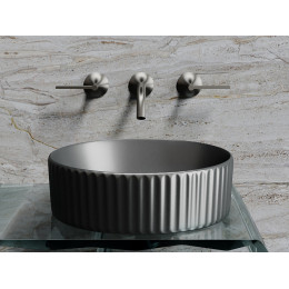 Умывальник чаша накладная круглая (цвет Темный Антрацит Матовый) Element 360x360x115мм