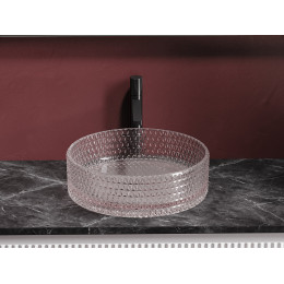 Умывальник чаша накладная круглая (цвет розовый) Cristal 360x360x112мм