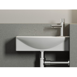 Умывальник подвесной прямоугольный  с крепежом (чаша слева, отверстие под смеситель справа) Element 455x220x130мм