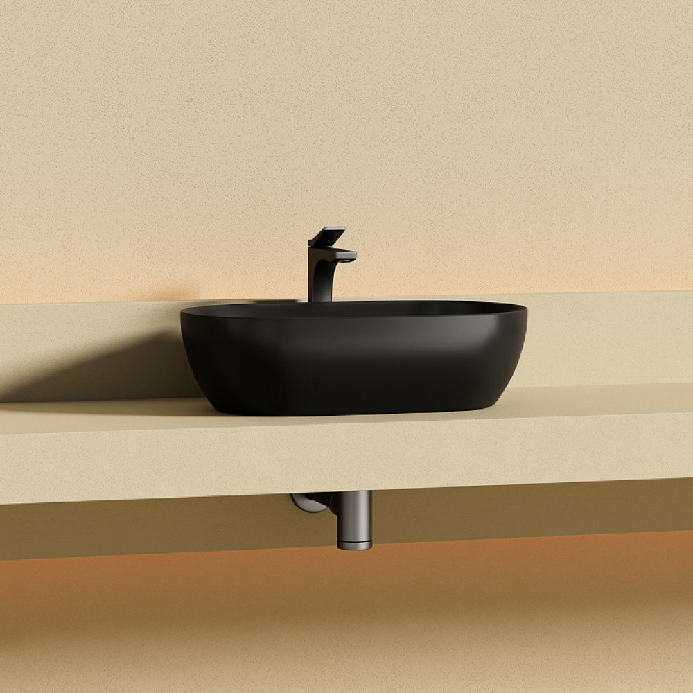 Раковина CERAMICANOVA Twist накладная овальной формы 500x300x140 черный матовый CN12001MB