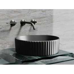 Умывальник чаша накладная круглая (цвет Темный Антрацит Матовый) Element 360x360x115мм
