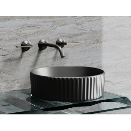 Умывальник чаша накладная круглая (цвет Темный Антрацит Матовый) Element 360x360x115мм
