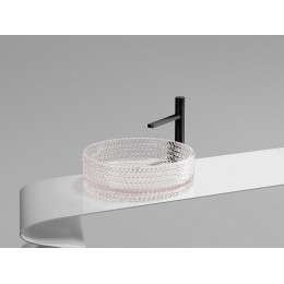 Умывальник чаша накладная круглая (цвет розовый) Cristal 360x360x112мм