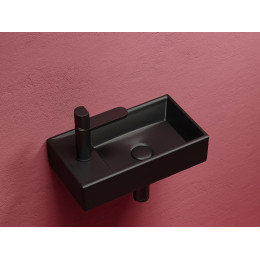 Умывальник подвесной прямоугольный (чаша справа, отверстие под смеситель слева) цвет черный матовый Element 407x217x100
