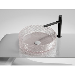 Умывальник чаша накладная круглая (цвет розовый) Cristal 360x360x112мм