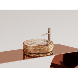 Умывальник чаша накладная круглая (цвет бежевый) Cristal 360x360x112мм