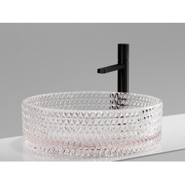 Умывальник чаша накладная круглая (цвет розовый) Cristal 360x360x112мм