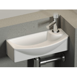 Умывальник подвесной прямоугольный  с крепежом (чаша слева, отверстие под смеситель справа) Element 455x220x130мм