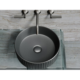 Умывальник чаша накладная круглая (цвет Темный Антрацит Матовый) Element 360x360x115мм