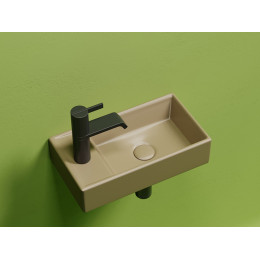 Умывальник подвесной прямоугольный (чаша справа, отверстие под смеситель слева) цвет капучино матовый Element 407x217x100