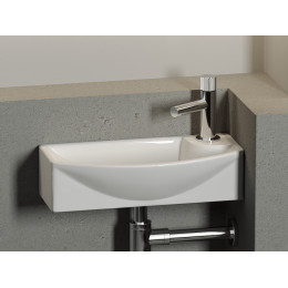 Умывальник подвесной прямоугольный  с крепежом (чаша слева, отверстие под смеситель справа) Element 455x220x130мм