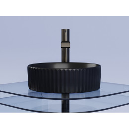 Умывальник чаша накладная круглая (цвет Черный Матовый) Element 360x360x115мм