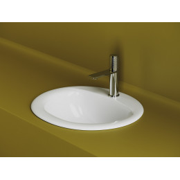 Раковина встраиваемая сверху Sun овальная с переливом 515x455x200 мм цвет белый  CN6080
