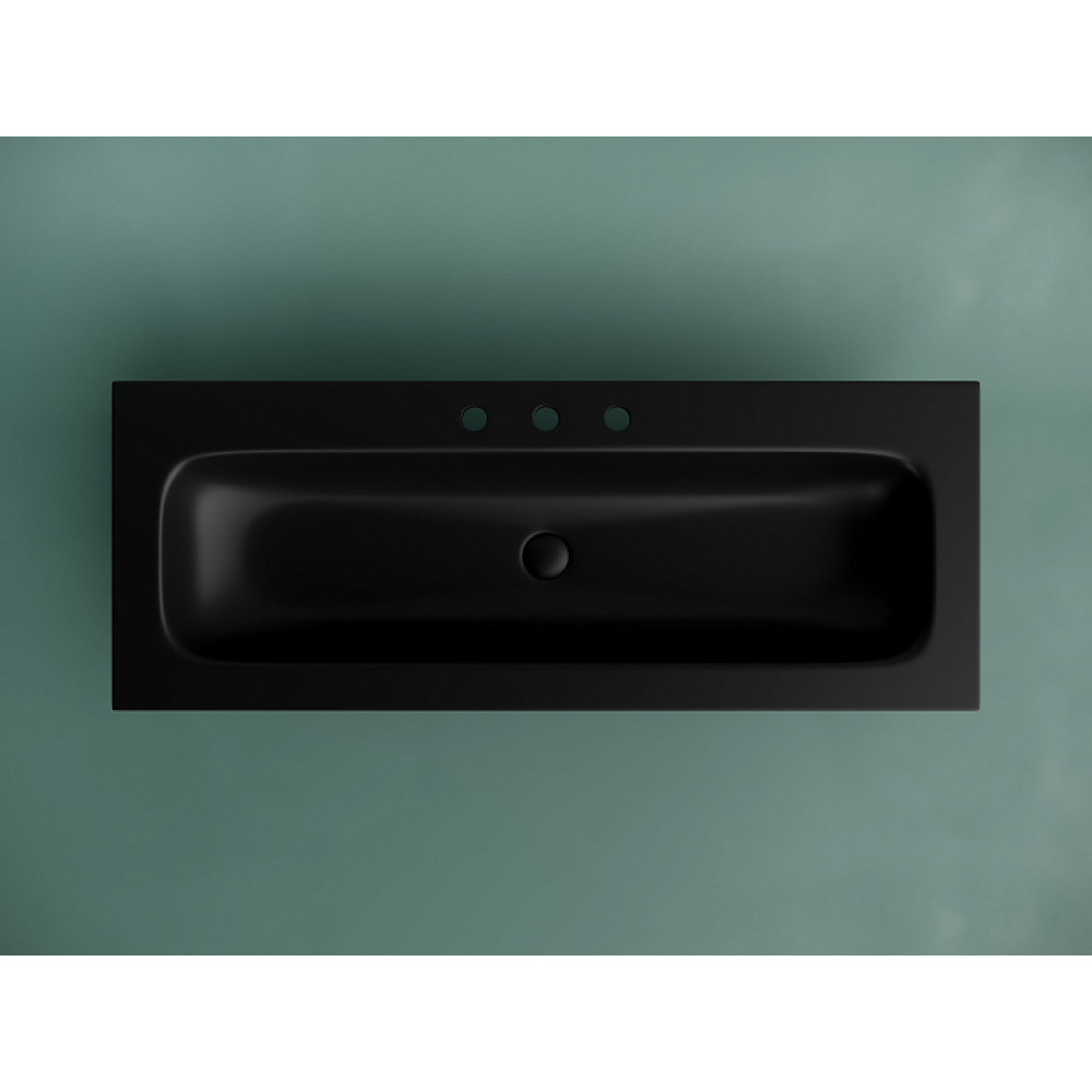 Раковина накладная мебельная CERAMICANOVA Grace прямоугольная 1210x457x137 с тремя отверстиями под смеситель цвет черный матовый CN7024MB