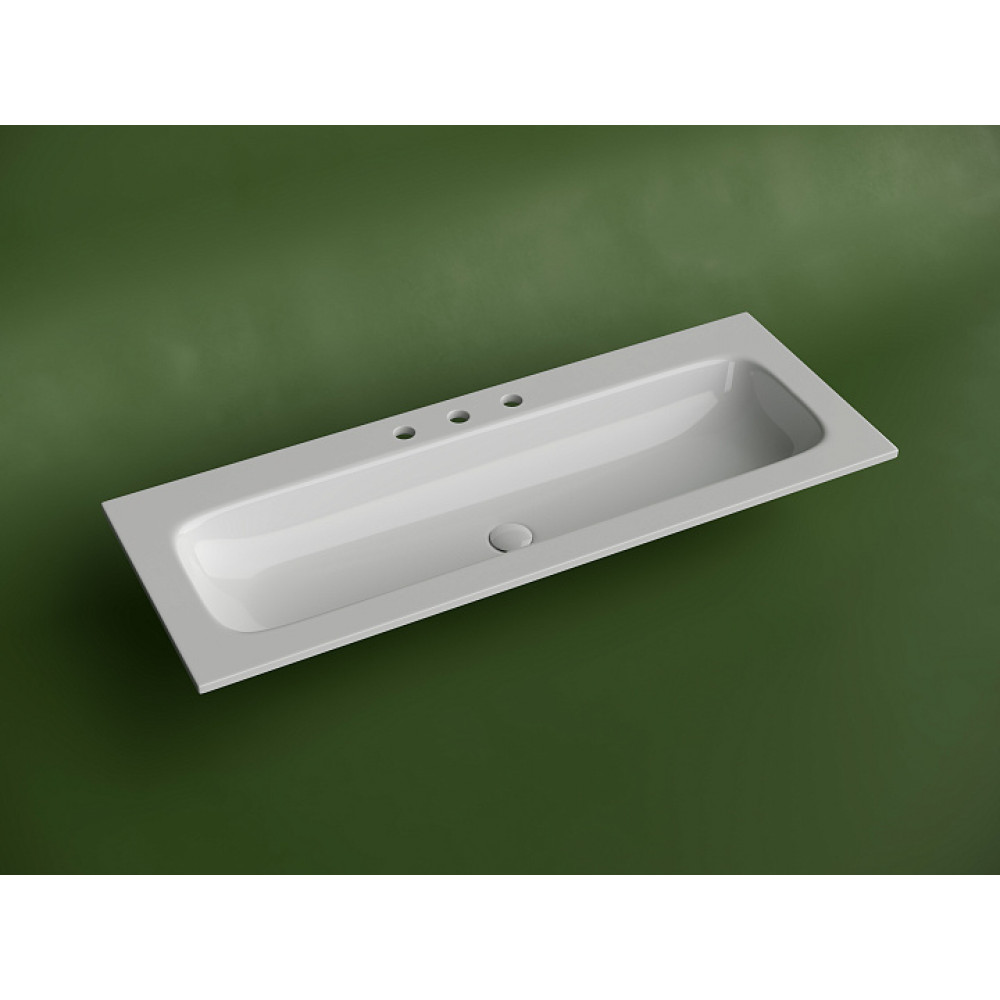 Раковина накладная мебельная CERAMICANOVA Grace прямоугольная 1210x457x137 с тремя отверстиями под смеситель цвет белый CN7024