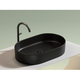 Умывальник чаша накладная овальная (цвет Черный Матовый) Element 608x385x122мм