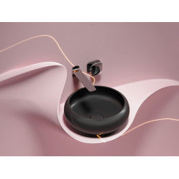 Умывальник чаша накладная круглая (цвет Черный Матовый) Element 360x360x120мм