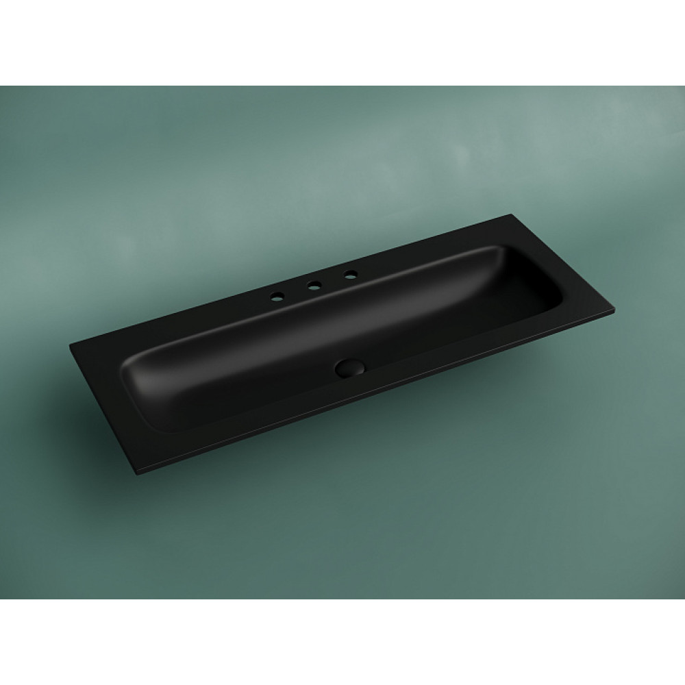 Раковина накладная мебельная CERAMICANOVA Grace прямоугольная 1210x457x137 с тремя отверстиями под смеситель цвет черный матовый CN7024MB