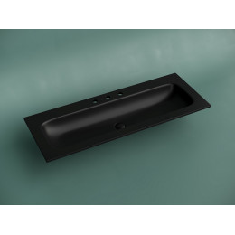 Раковина накладная мебельная CERAMICANOVA Grace прямоугольная 1210x457x137 с тремя отверстиями под смеситель цвет черный матовый CN7024MB