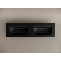 Раковина накладная мебельная CERAMICANOVA Grace прямоугольная 1610x457x137 с двумя чашами без отверстий под смеситель цвет черный матовый CN7023MBwx