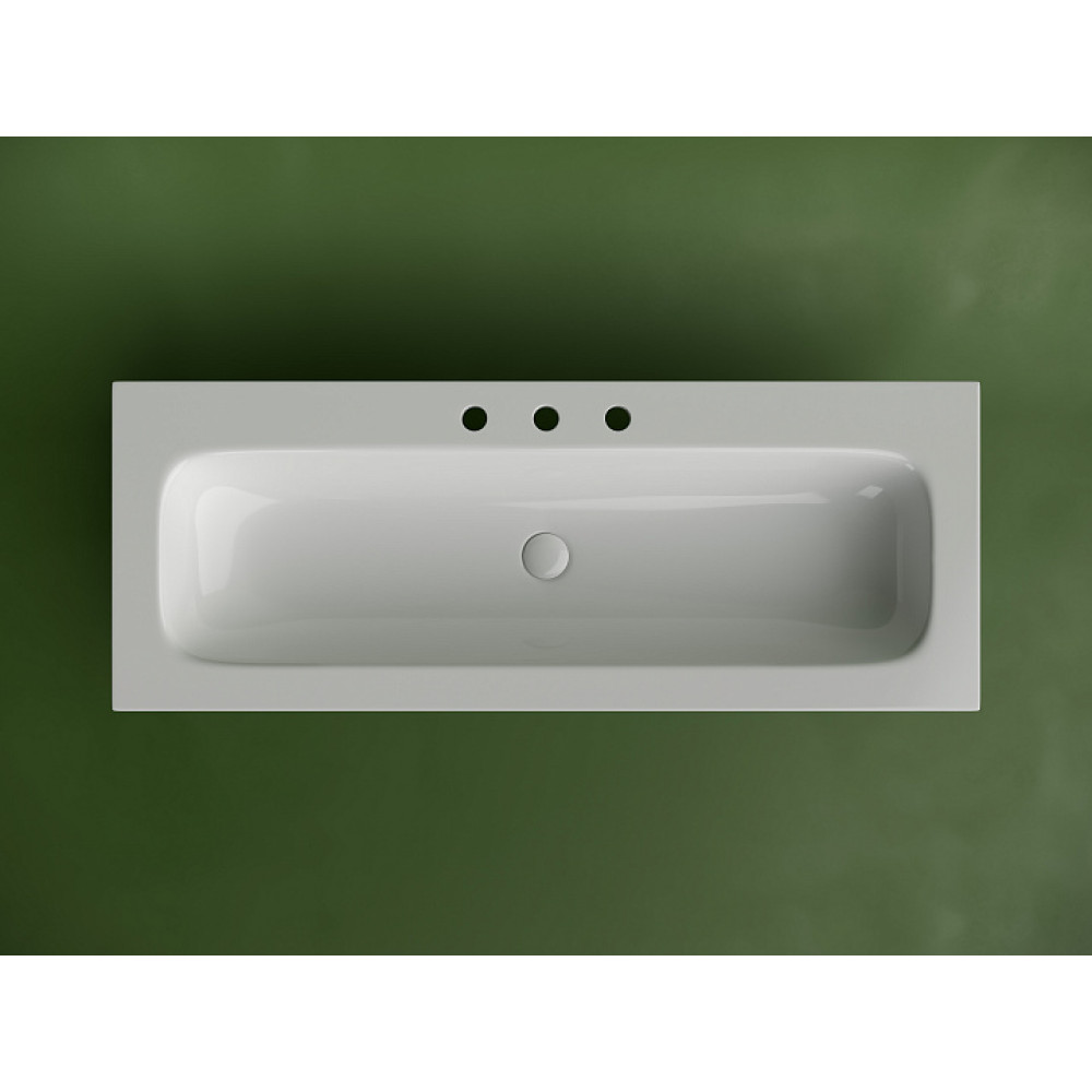 Раковина накладная мебельная CERAMICANOVA Grace прямоугольная 1210x457x137 с тремя отверстиями под смеситель цвет белый CN7024