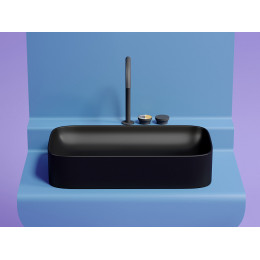 Умывальник чаша накладная прямоугольная (цвет Черный Матовый) Element 705x380x122мм