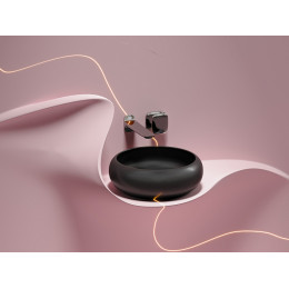 Умывальник чаша накладная круглая (цвет Черный Матовый) Element 360x360x120мм