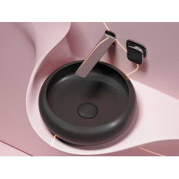 Умывальник чаша накладная круглая (цвет Черный Матовый) Element 360x360x120мм