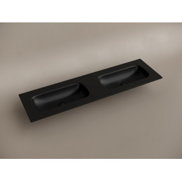 Раковина накладная мебельная CERAMICANOVA Grace прямоугольная 1610x457x137 с двумя чашами без отверстий под смеситель цвет черный матовый CN7023MBwx