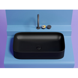 Умывальник чаша накладная прямоугольная (цвет Черный Матовый) Element 705x380x122мм