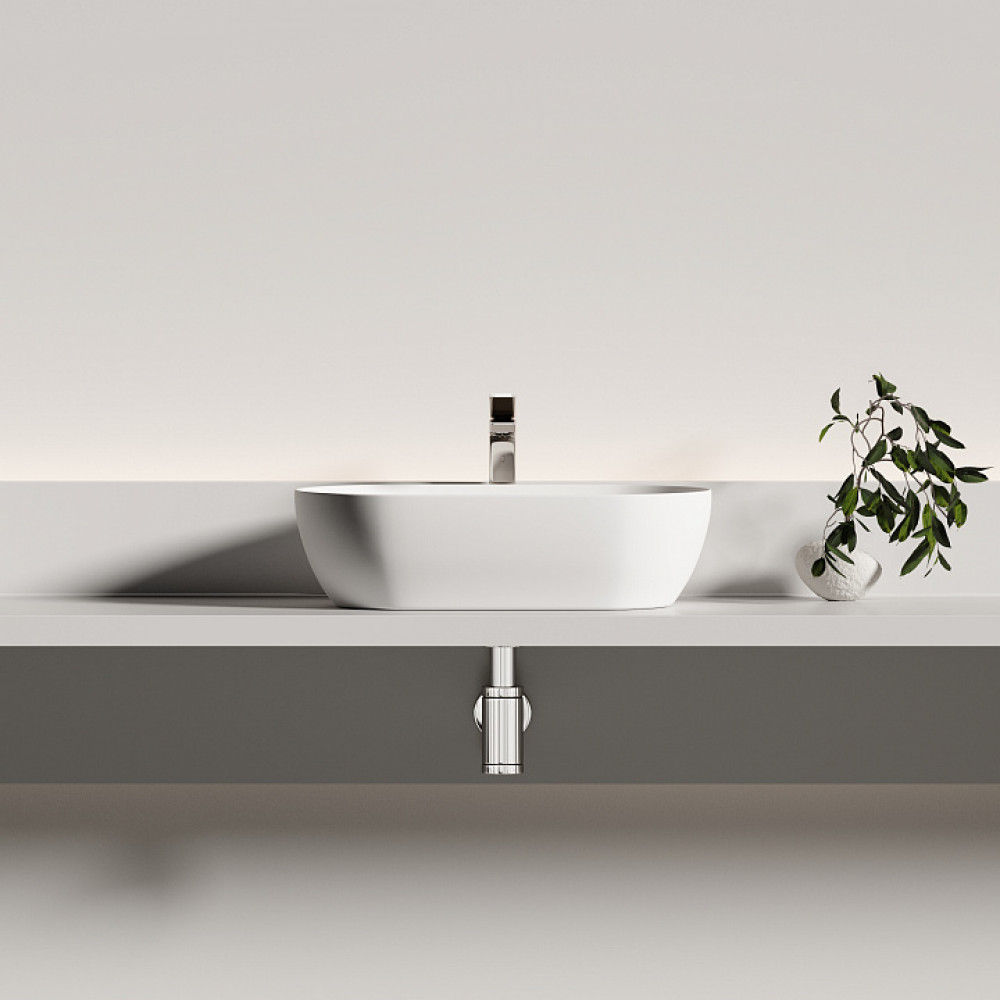 Раковина CERAMICANOVA Twist накладная овальной формы 500x300x140 белый матовый CN12001MW
