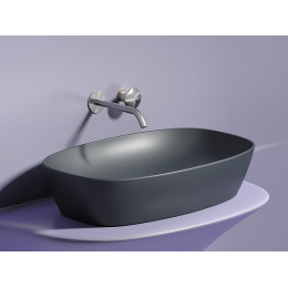 Умывальник чаша накладная овальная (цвет Темный Антрацит Матовый) Element 600x380x138мм